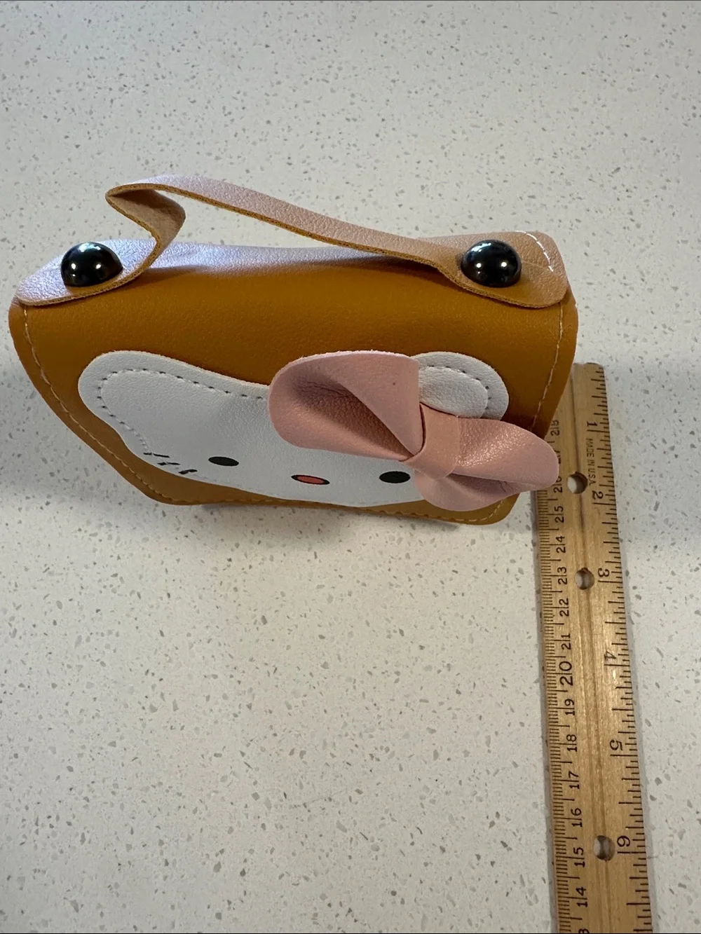 Hello Kitty Lt.Brown Mini Handbag/Crossbody with Pink Bow Hello Kitty Face, NWT